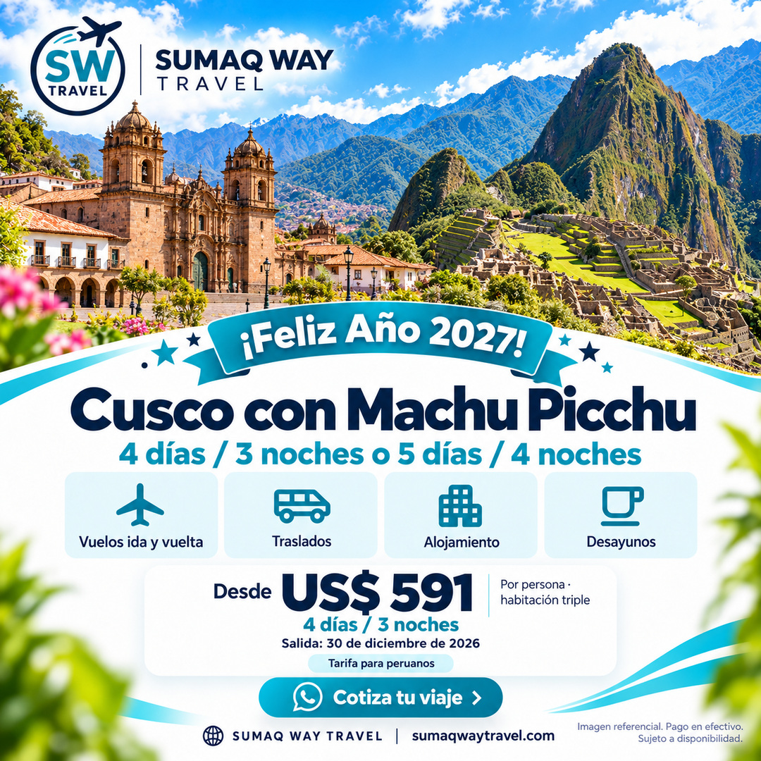 Cusco con machu picchu ano nuevo 2027